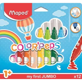   MAPED Filctoll készlet, 1-5 mm, kimosható, vastag, MAPED "Color'Peps Jumbo", 12 különböző szín