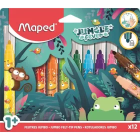   MAPED Filctoll készlet, 5 mm, kimosható, vastag, MAPED "Jungle Fever", 12 különböző szín