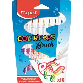   MAPED Filctoll készlet, kimosható, ecsetjellegű, MAPED "Color ’Peps Brush", 10 különböző szín