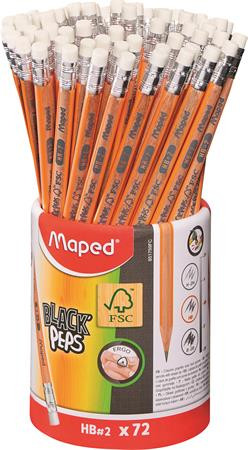 MAPED Grafitceruza radírral, ceruzatartó, HB, háromszögletű, MAPED "Black'Peps"