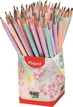 MAPED Grafitceruza radírral, ceruzatartó, HB, háromszögletű, MAPED "Black'Peps Pastel", vegyes pasztell színek