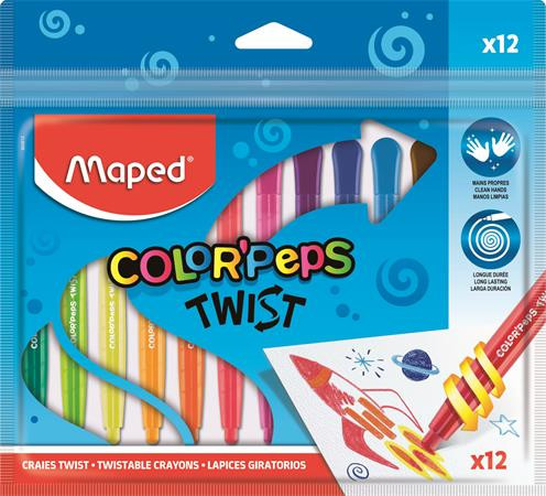 MAPED Zsírkréta, kitekerhető, MAPED "Color'Peps", 12 különböző szín