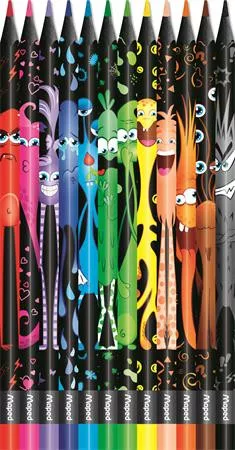 MAPED Színes ceruza készlet, háromszögletű, MAPED "Color'Peps Monster", 12 különböző szín