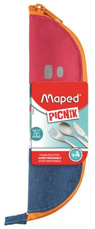 MAPED PICNIK Evőeszközkészlet, fém, szövet tok, MAPED PICNIK "Concept Kids", pink