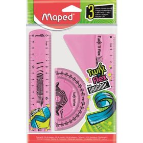   MAPED Vonalzókészlet, műanyag, törhetetlen, 3 darabos, MAPED "Twist'n Flex"