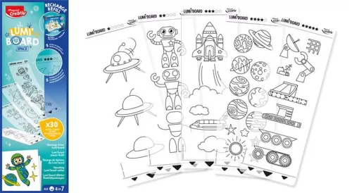 MAPED CREATIV Kreatív rajzkészlet, kiegészítő sablon, űrtematika, MAPED CREATIV "Lumi Board"