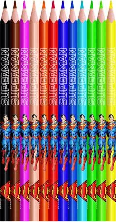 MAPED Színes ceruza készlet, háromszögletű, MAPED "Superman", 12 különböző szín