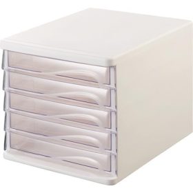   HELIT Irattároló, műanyag, 5 fiókos, HELIT, fehér/áttetsző