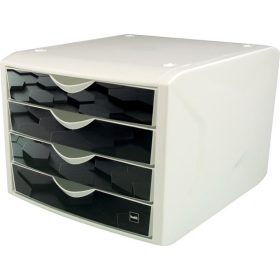   HELIT Irattároló, műanyag, 4 fiókos, HELIT "Chameleon", fekete