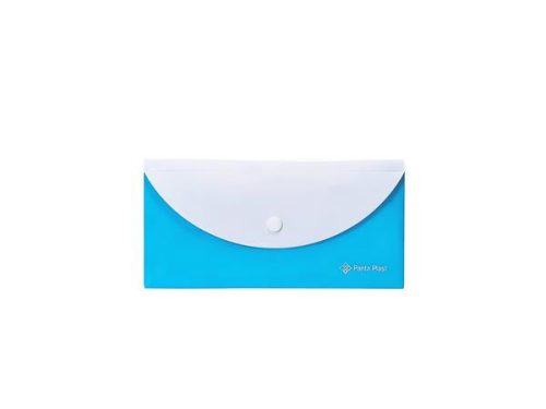 PANTA PLAST Irattartó tasak, 250x140 mm, PP, patentos, két zsebes, PANTA PLAST, neon kék
