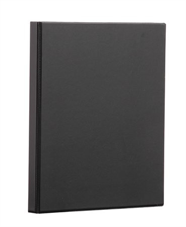 PANTA PLAST Gyűrűs könyv, panorámás, 4 gyűrű, 25 mm, A4, PP/karton, PANTA PLAST, fekete