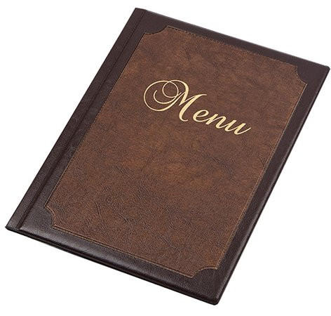PANTA PLAST Étlaptartó, A4, bőrhatású, PANTA PLAST "Keretes Menu", sötétbarna-barna