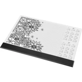   PANTA PLAST Könyökalátét, A3, 410x297 mm, színezhető, szamárfül védővel, PANTA PLAST, "virágos"