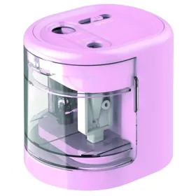   RAPESCO Hegyező, kétlyukú, asztali, elemes, USB töltővel, RAPESCO"PS12-USB", világos rózsaszín