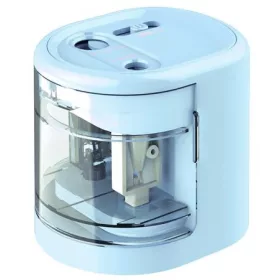   RAPESCO Hegyező, kétlyukú, asztali, elemes, USB töltővel, RAPESCO"PS12-USB", világoskék