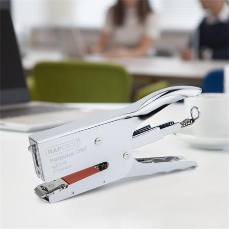 RAPESCO Tűzőgép, kézi, 24/8, 45 lap, fém, RAPESCO "Porpoise ONE", króm