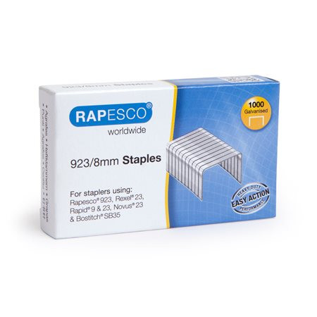 RAPESCO Tűzőkapocs, 923/8, horganyzott, RAPESCO