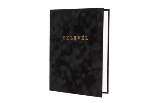 . Oklevéltartó, A4, exkluzív, plüss, aranyozva, fekete