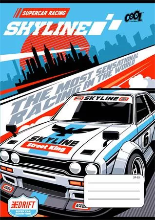 COOL BY VICTORIA Füzet, tűzött, A5, kockás, 32 lap, COOL BY VICTORIA "Race cars", "27-32"