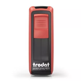   TRODAT Bélyegző, TRODAT "Pocket Printy 9511", piros ház, fekete párnával
