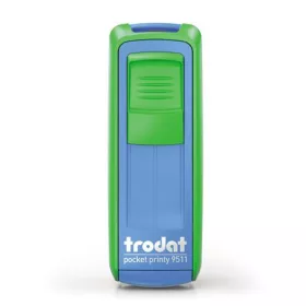   TRODAT Bélyegző, TRODAT "Pocket Printy 9511", zöld-kék ház, fekete párnával