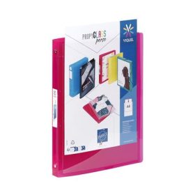   VIQUEL Gyűrűs könyv, panorámás, 4 gyűrű, 25 mm, A4, PP, VIQUEL "Propyglass Perso", piros