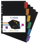   VIQUEL Regiszter, műanyag, A4 Maxi, 6 részes, VIQUEL "Rainbow Class", fekete