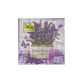   Szalvéta Daisy Everyday  Levendula csokor kaspóban 3 rétegű 33x33 cm 20 darabos