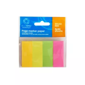   Jelölőcímke 20x50mm, 4x40lap, papír, vegyes neon színek Bluering®