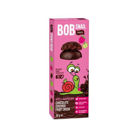 BOB SNAIL Gyümölcs snack, 30 g, BOB SNAIL, alma-málna étcsokoládéban