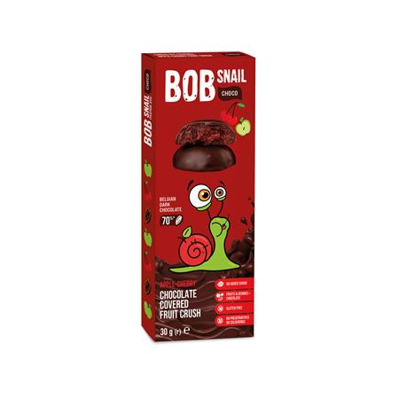 BOB SNAIL Gyümölcs snack, 30 g, BOB SNAIL, alma-meggy étcsokoládéban