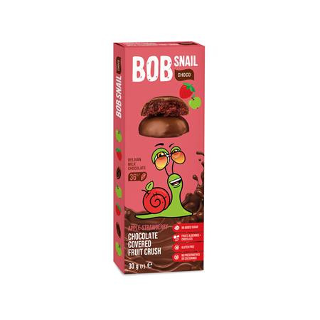 BOB SNAIL Gyümölcs snack, 30 g, BOB SNAIL, alma-eper tejcsokoládéban