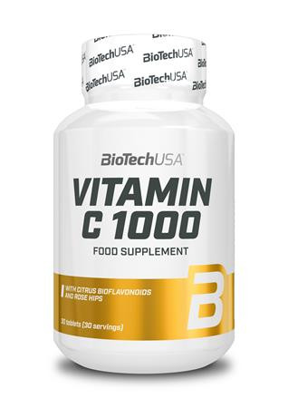 BIOTECH USA Étrend-kiegészítő tabletta, 30 tabletta, 1000mg C-vitaminnal, BIOTECH USA