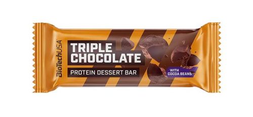 BIOTECH USA Fehérjeszelet, gluténmentes, 50g, BIOTECH USA "Protein Dessert Bar", Triple Chocolate