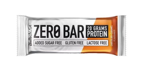 BIOTECH USA Fehérjeszelet, gluténmentes, 50g, BIOTECH USA "Zero Bar", csokoládé-karamell