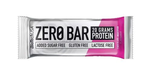 BIOTECH USA Fehérjeszelet, gluténmentes, 50g, BIOTECH USA "Zero Bar", csokoládé-marcipán