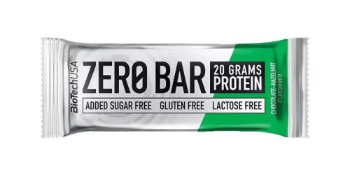 BIOTECH USA Fehérjeszelet, gluténmentes, 50g, BIOTECH USA "Zero Bar", csokoládé-mogyoró