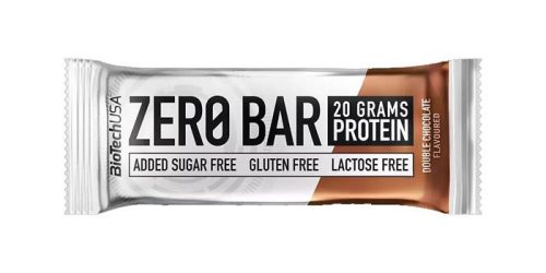 BIOTECH USA Fehérjeszelet, gluténmentes, 50g, BIOTECH USA "Zero Bar", dupla csokoládé