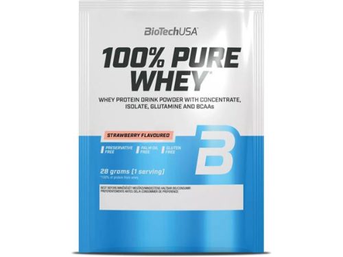 BIOTECH USA Tejsavó fehérjepor, 28g, BIOTECH USA "100% Pure Whey", eper