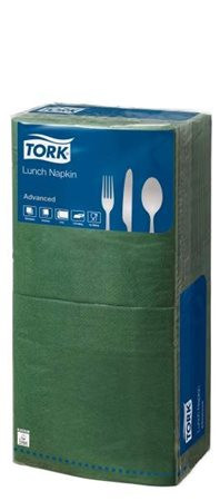 TORK Szalvéta, 1/4 hajtogatott, 2 rétegű, 33x33 cm, Advanced, TORK "Lunch", sötétzöld