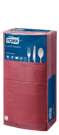TORK Szalvéta, 1/4 hajtogatott, 2 rétegű, 33x33 cm, Advanced, TORK "Lunch", bordó