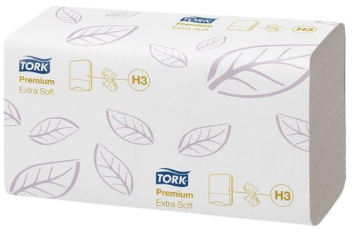 TORK Kéztörlő,  Z hajtás, 2 rétegű, 200 lap, H3 rendszer, Premium, TORK "Extra Soft Singlefold", fehér