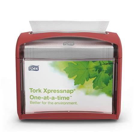 TORK Szalvéta adagoló, 16,9x20,1x14,1 cm, asztalra helyezhető, N4 rendszer, Signature line, TORK "Xpressnap", vörös