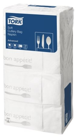 TORK Szalvéta, 1/8 hajtogatott, 3 rétegű, 39,5x39 cm, TORK "Soft Bon Appetit Cutlery Pocket", decor