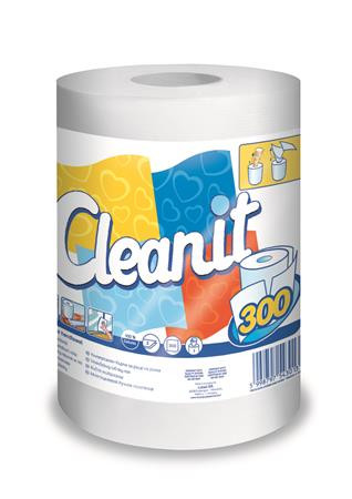 LUCART Törlőkendő, tekercses, univerzális, 2 rétegű, LUCART "CLEANIT 300", fehér