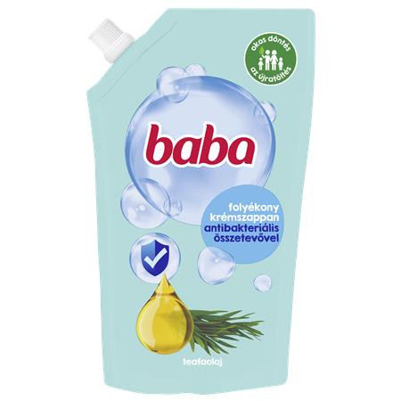 BABA Folyékony szappan utántöltő, 0,5 l, BABA, teafaolajjal