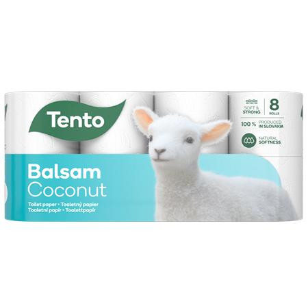 TENTO Toalettpapír, 3 rétegű, kistekercses, 8 tekercs, TENTO "Balsam Coconut", fehér