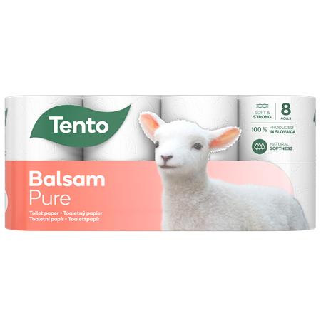 TENTO Toalettpapír, 3 rétegű, kistekercses, 8 tekercs, TENTO "Balsam Pure", fehér