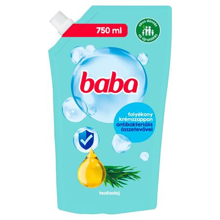 BABA Folyékony szappan utántöltő, 750 ml, BABA, teafaolajjal