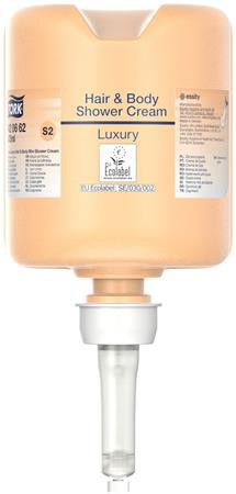 TORK Folyékony szappan, 475 ml, S2 rendszer, TORK "Mini Luxury", tusoláshoz és hajmosáshoz